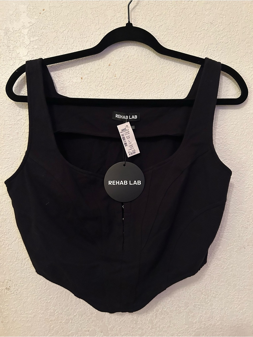 Rehab Black Square-Neck Crop top